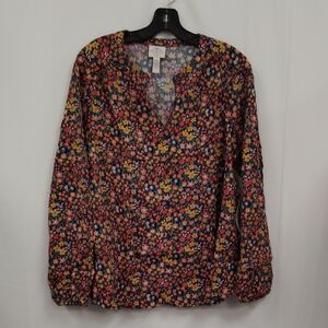 St John's Bay Floral Long Sleeved Blouse